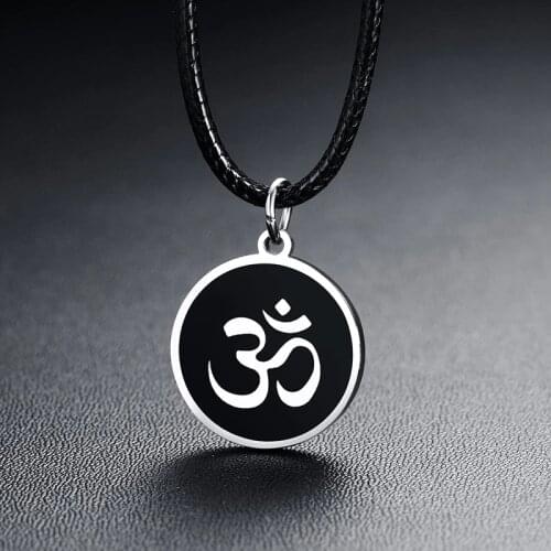Vintage Tiny Amulet OHM Hindu Buddhist AUM OM Yoga Necklace Women Fashion Sport Jewelry Collares
