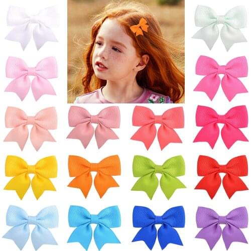 1 Piece Solid Grosgrain Ribbon Bows Hairpin Girls Hair Bows Boutique Hair Clip Handmade Bowknot Clip For Kids Hair Accessories