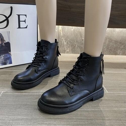 WomenS Ankle Boots Thick Bottom Lace Up Woman Winter Shoes Cool Vogue Short Boots Daily Footwear Size 35-40