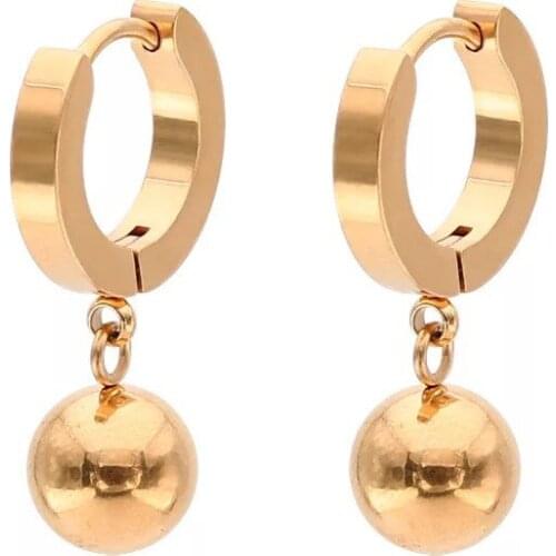 New Trendy Stainless Steel Ball Stud Earrings for Women Gold/Black Ear Piercings Fashion Jewelry Gifts