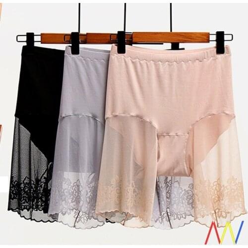 Plus Size Shorts Under Skirt Sexy Lace Anti Chafing Thigh Safety Shorts Ladies Pants Underwear Large Size Safety Pants Women