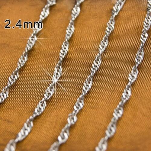 Stainless Steel 2.4mm Width Water Wave Chain Necklace Women Singapore Twisted Chain for Jewelry Making Sell by Meter Wholesale
