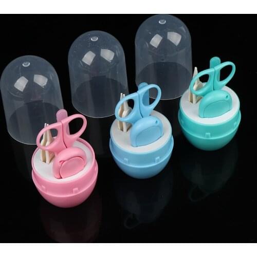 1 Set Portable Baby Nail Care Set Baby Healthcare Kits Infant Finger Trimmer Scissors Nail Clippers Cartoon Animal Storage Box