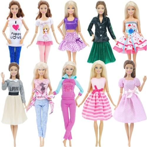 10 Set/Lot Mix Style Design Princess Doll Dress Evening Party Gown Accessories Clothes for Barbie Doll Outfit Baby Girl DIY Toy