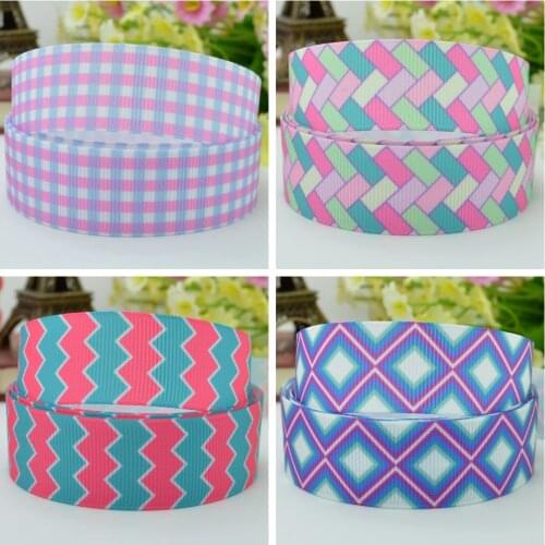 10 Yards 22mm 7/8" Lattice Chevron Pretty Girls Printed grosgrain ribbon hair bow Headwear DIY hair accessories retail
