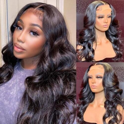 13x4 Lace Front Human Hair Wigs Loose Wave Brazilian Remy Hair 180% Density 4x4 Lace Closure Wig Natural Black T Part Lace Wigs