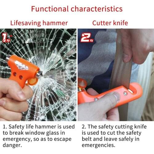 2 in 1 Safety Hammer Life-saving Hammer Escape Hammer Car Window Broken Glass Breaker Escape Tool MINI Portable Life Hammer