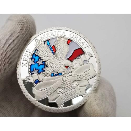 2020 DONALD Trump Silver Commemorative Coin Keep America Great Colorful Flag Eagle Silver Plated Coins Medal Souvenir Gifts