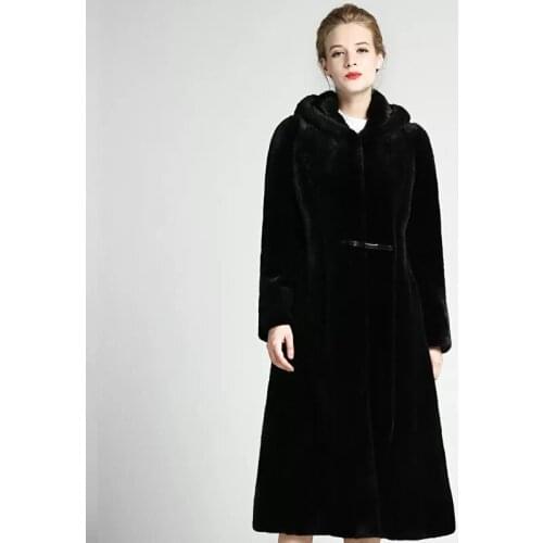 2017 Brand luxury women natural mink fur jacket long style with sashes elegant lady high quality Imported winter fur coat