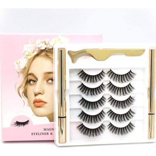 5 Pairs Non Magnetic Eyelashes Eyeliner Natural Magnetic Eye Lashes Waterproof Eyeliner Fake False Eyelashes Set Makeup Tools