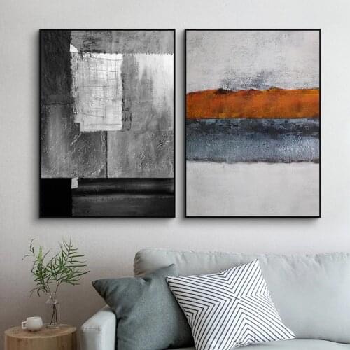 Abstract Modern Industrial Style Canvas Painting White and Black Posters and Prints Wall Art Pictures for Living Room Home Decor