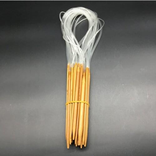 DONYAMY 18pcs/Set Bamboo Carbonize Circular Knitting Needles Pins Sewing Tools 60cm Size 2.0mm-10mm