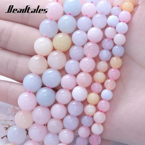 Natural Stone Morgan jade Spacer Beads Round Pink Loose Beads For Jewelry DIY Making Bracelet Accessories 6/8/10mm 15" Beadtales