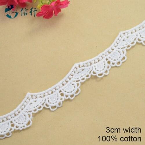 3cm width Cotton embroid lace sewing ribbon guipure trims or fabric warp knitting DIY Garment Accessories free shipping#3618