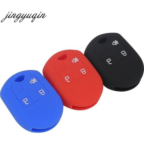 Jingyuqin 10pcs/lot Silicone Key Case for FORD Edge Explorer Flex Focus Taurus Escape Expedition Mustang 3BTN Key Cover Fob