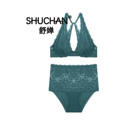 SHUCHAN Underwear Set Bra Set Lace Sexy Sets Women Underwear Female Bottom Set Push-up Bra Three Quarters(3/4 Cup) Solid Br1276