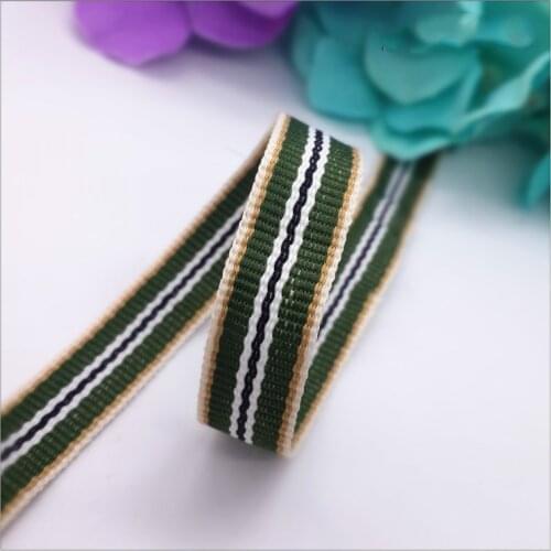 High quality width 1cm (1/8 inch) 1meter Army green stripe Ribbon belt backpack Belt decoration tape DIY garment accessories