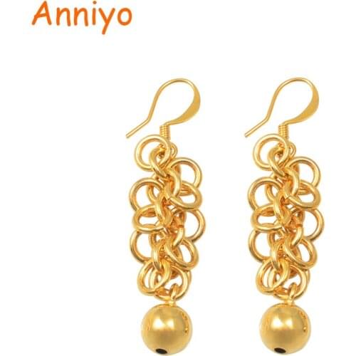 Anniyo Gold Color Small Ball Earring for Women Girls Trendy Beads Earrings Australia New Zealand Kiribati Jewelry Gifts #005609