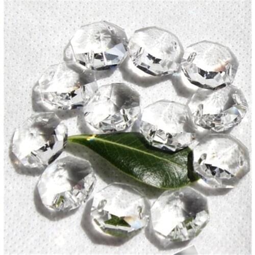 Mixed Colors 2000pcs/Lot 14mm Crystal Octagon Beads With Two Holes Glass Prism Pendant Decorative Chandelier Wedding