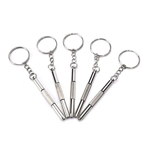 5pcs 3-in-1 Multifunction Eyeglass Screwdriver Home Sunglass Eyeglass Cellphone Watch Repair Keychain Screwdriver Tool