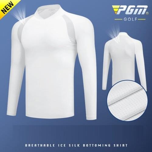 PGM Mens Golf Clothing Sun Protection Shirt Ice Tights Long Sleeve T Shirt Anti-UV Training Underwear Shirts Golf Sportswear