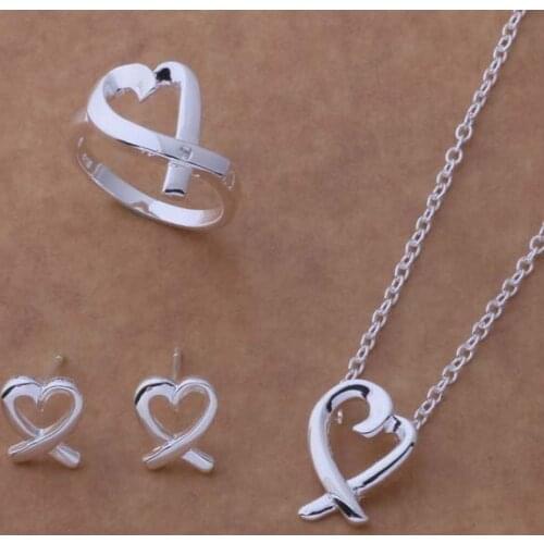 Silver plated Jewelry Sets Earring 192 + Necklace 590 + Ring 171 /ameajdla dlcamcja AS054