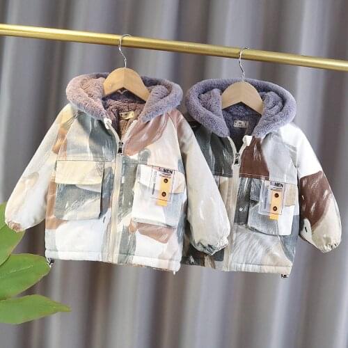 New Winter Add Cotton Down Jaket Hooded Waterproof Children Boys Camouflage Warm Winter Coat Kids Teenage Baby Outerwear Parka