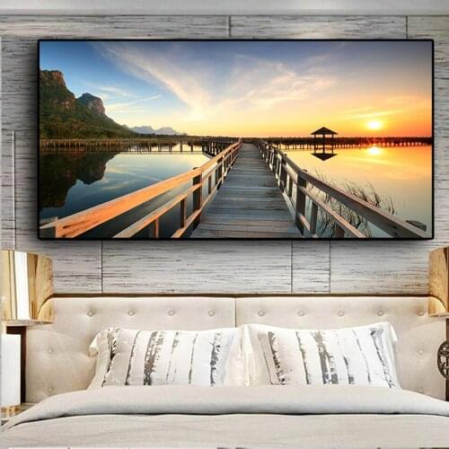 Sunsets Bridge Wooden Lake Landscape,large size, diamond painting,embroidery diamonds,diamond mosaic,cross stitch,square,YG2134