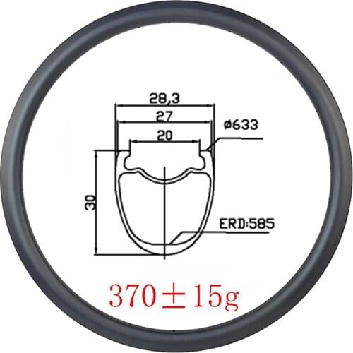 Light 370g 700c 30mmx27mm carbon rim Tubeless clincher disc brake UD 3K 12K matte glossy 27mm wide18H 20H 24H 28H Road race bike