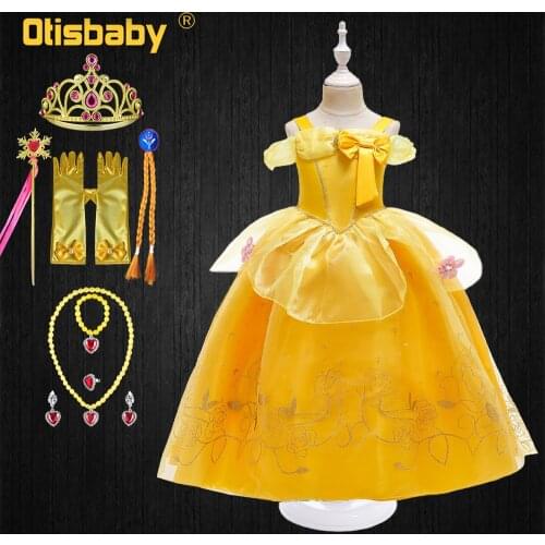 Girl Party Princess Belle Dress Up Halloween Childrens Costumes Masquerade Dresses for Girls European Clothing Fantasia Belle