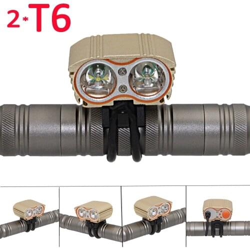Bicycle Light 2400LM 2x XML T6 LED Flashlight Bike Head Lights Waterproof DC Rechargeable Lamp Cycling Light