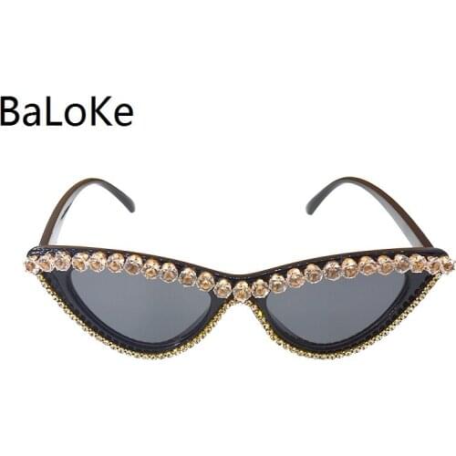 Vintage Cateye Crystal Frame Sunglasses Women Sexy Retro Small Cat Eye Sun Glasses Eyewear For Female Oculos De Sol