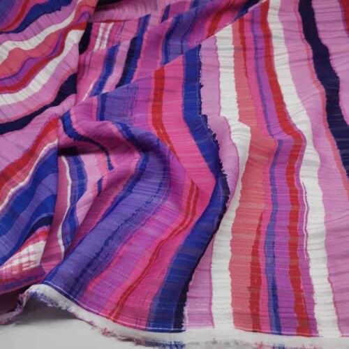 Jacquard Stripe Rainbow Chiffon Sewing Soft Dropping Fabric For Shirt Dress Craft DIY Tissue
