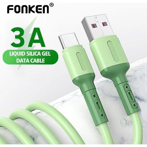 Liquid Soft Silicone USB Type C Cable 3A Micro USB Cable Android Phone Tablet USB C Fast Charge Mobile Date Cord