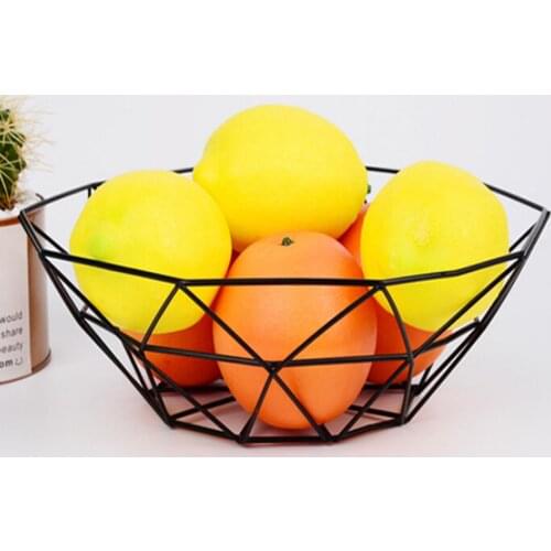 1pc Fruit Bowl Basket Nordic Style Geometric Fruit Vegetable Wire Basket Metal Bowl Kitchen Desktop Metal Storage Baskets Boxes
