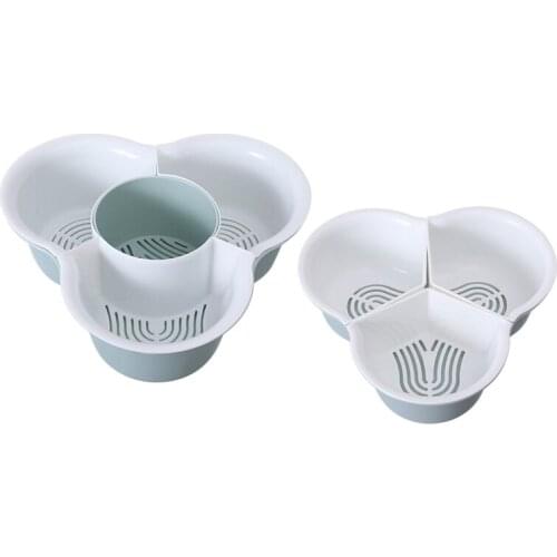 2Pcs Storage Baskets Household Vegetable Washing Drain Basket Hot Pot Platter Multi-Compartment Vegetable Basket