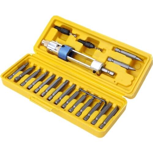 20-piece High-speed Steel Drill Bit Dual-purpose Screwdriver with 2 Countersunk Head Drill Bits 1 Dedicated Blow Molding Box