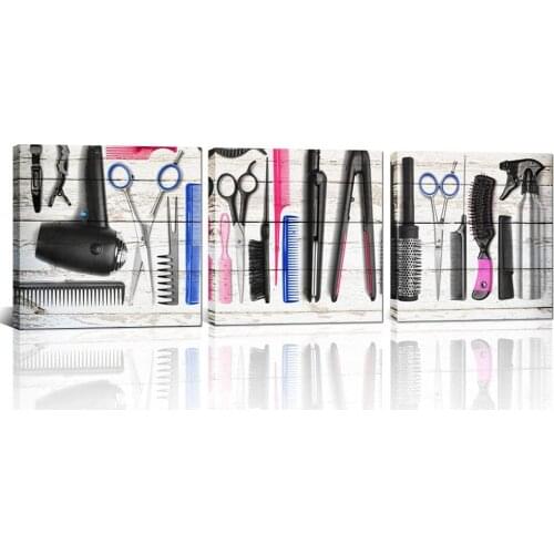 3Pcs Barber Shop Hair Salon Hair Dressing Posters Wall Art Canvas Pictures Home Decor Paintings Accessories for Living Room