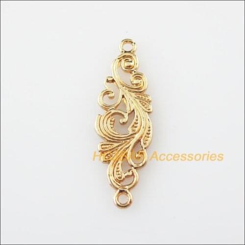 30Pcs KC Gold Color Flower Clouds Charms Connectors Pendants 9.5x29.5mm