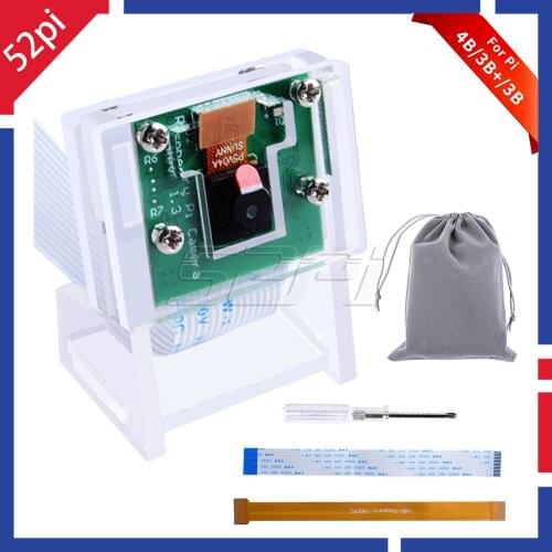 52Pi Raspberry Pi 5MP Camera Module Board with Acrylic Holder Bracket Webcam Video for Raspberry Pi 4 Model B / Zero (W) / 3 / 2