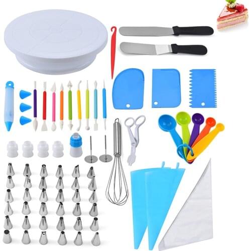 66pcs/set Cake Decorating Tools Full Set Baking Pastry Tools DIY Birthday Cake Decoration Spatula Rotary Table Piping Kit