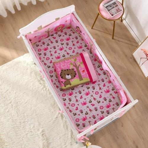 7PCS embroidery baby bedding set baby boy ropa de cuna crib sets baby Safety Protection (4bumper+duvet+bed cover+bed skirt)