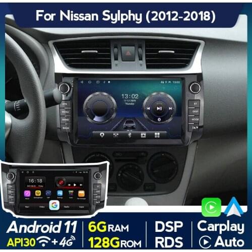 Android 11 DSP Car Raido Stereo For Nissan Sylphy Sentra Pulsar 2012-2018 Multimedia Player GPS Navi 2 Din Button Wifi 4G LTE BT