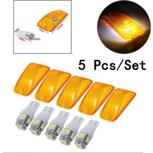 Car Amber Cover 12V 6W Piranha For Chevrolet/Kodiak/GMC/Topkick/ Cab Roof Running Marker Lights White LED Smoked Lamp 5pcs/set
