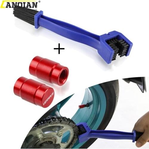 Motorcycle Chain Cleaning Brush Vehicle Wheel Tire Valve Stem Covers For KAWASAKI VERSYS 300X 1000 650cc VERSYS-X250 VERSYS-X300