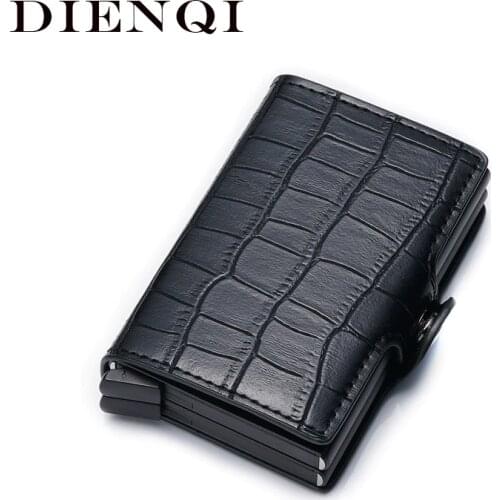 DIENQI Bank Credit Card Holder Rfid Blocking Smart Wallet Cardholder Case Card Pocket Protector Aluminium Metal Wallet Purses