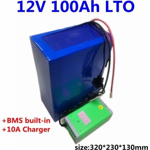 Deep cycle LTO 12V 100Ah Lithium titanate battery for golf cart solar RV ebike EV solar storage EV UPS+10A Charger