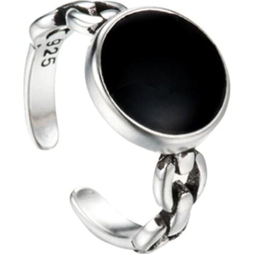 Ins Style Vintage Black Round Rings for Women Men Lover Finger Ring Minimalist Jewelry Boho Wholesale