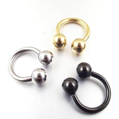 Gold Big Size Stainless Steel Horseshoe ring Barbell BCR Nose Ring Lip Eyebrow Body Piercing Jewelry CBR Tragus Helix Earring