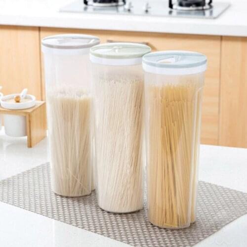 Food Storage Box Transparent Spaghetti Protector Jars Grains Tank Tea Cans Plastic Container With Pour Lid Noodles Seal Bottles